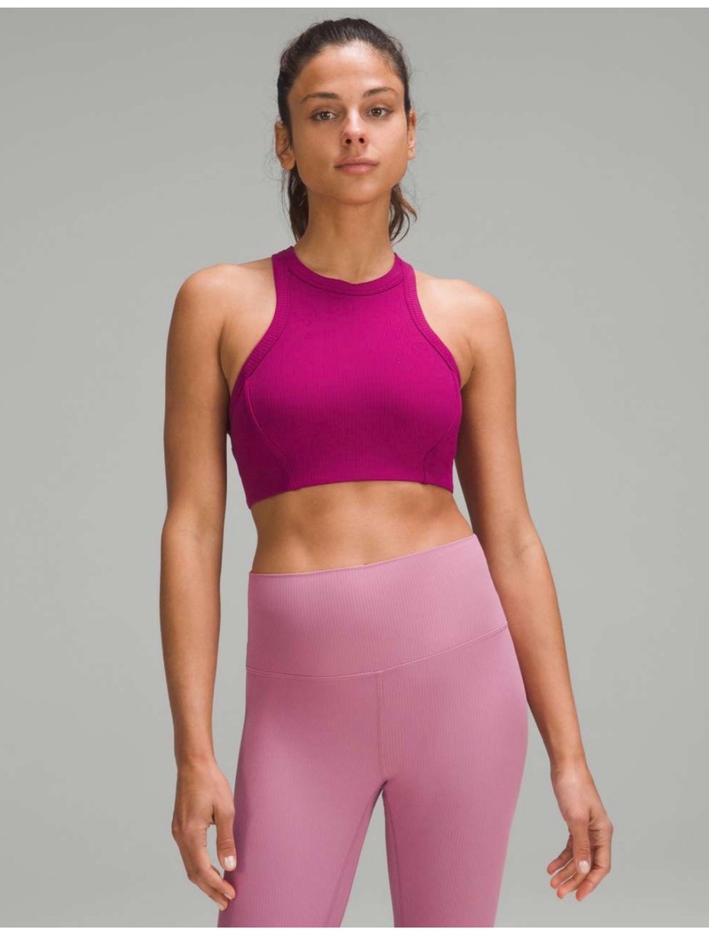 Lululemon Ribbed Nulu High-Neck Yoga Bra Magenta‎ Purple Size 6